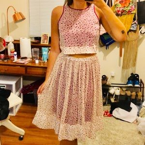 Elizabeth and James pink floral silk 2 piece set M